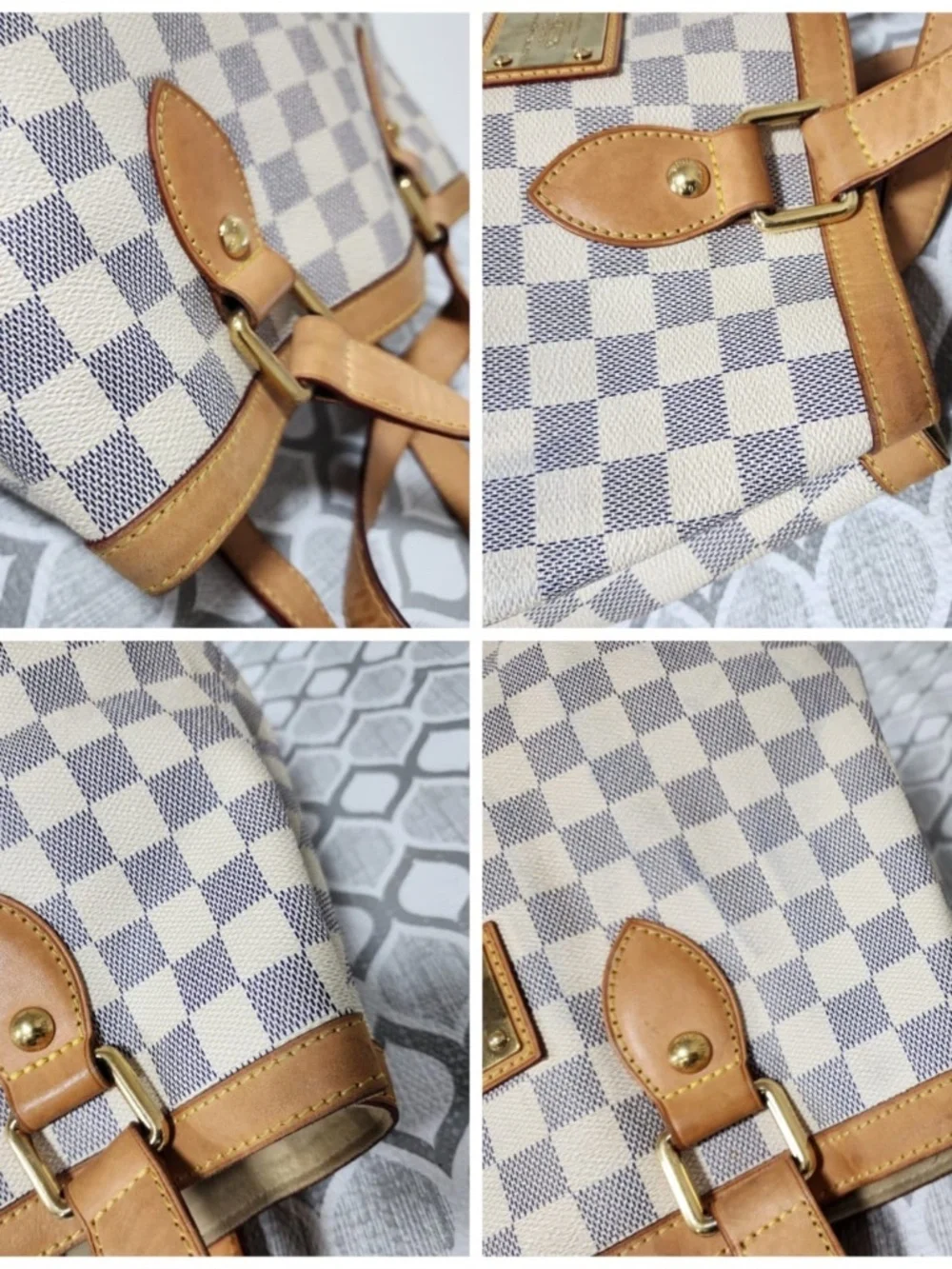 Authentic Louis Vuitton Damier Azur Hampstead PM Shoulder Bag Brown/Beige - Picture 12 of 14